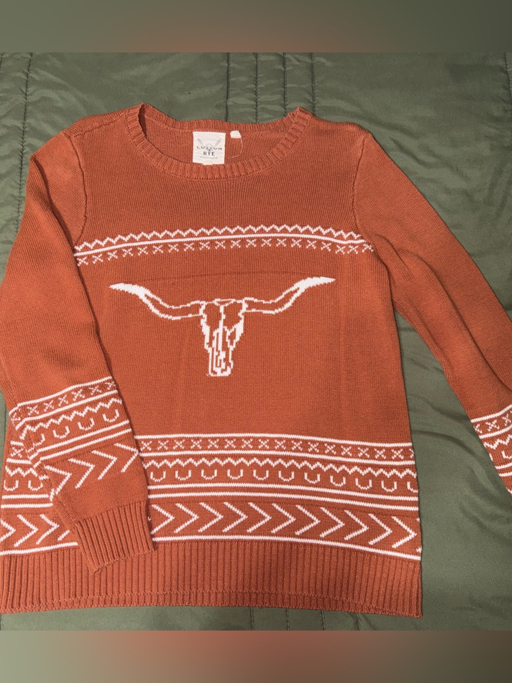 Women's Rust Brown Longhorn Knit Sweater